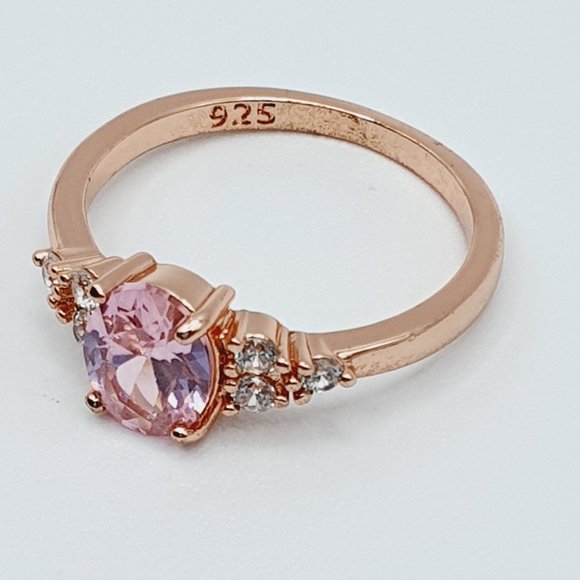 "Sweet Tiny Oval Flower Pink Rose Gold Rings for Women, VIP003 - Picture 7 of 12